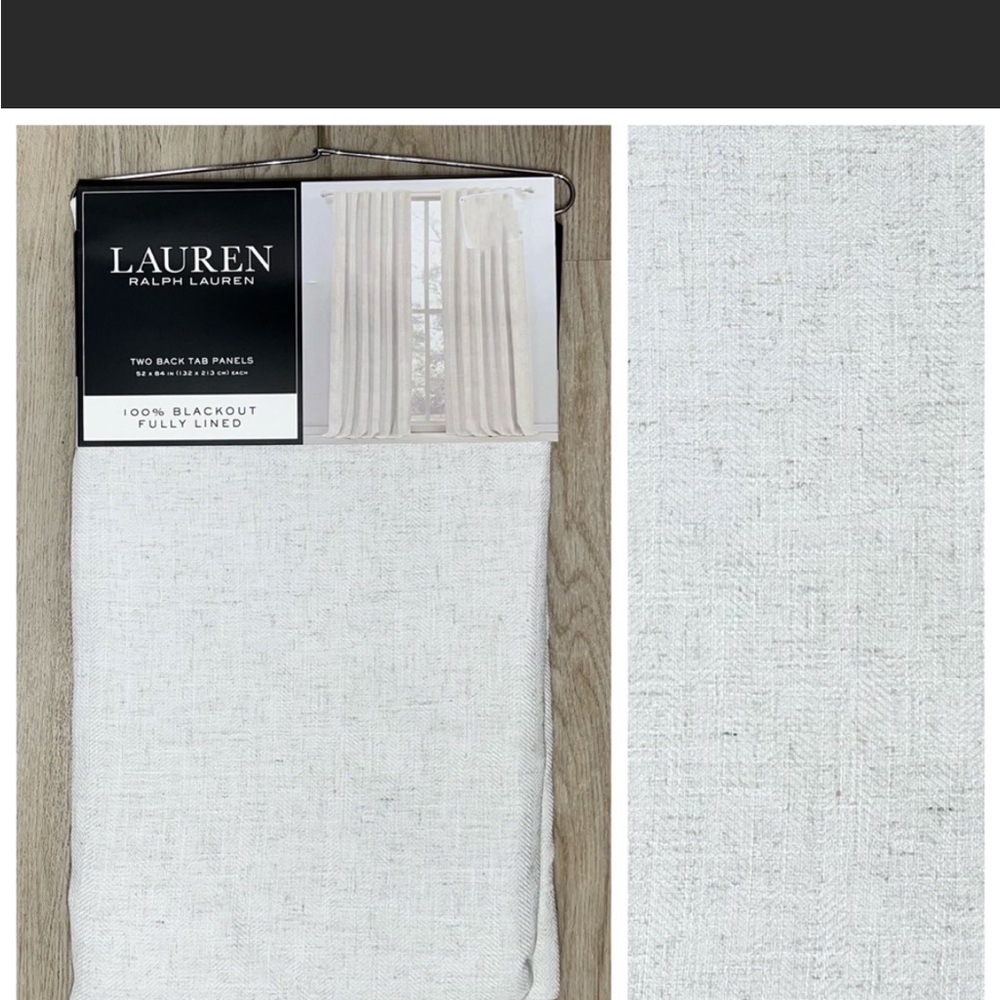 Ralph Lauren Herringbone Linen Curtains 52 x 84